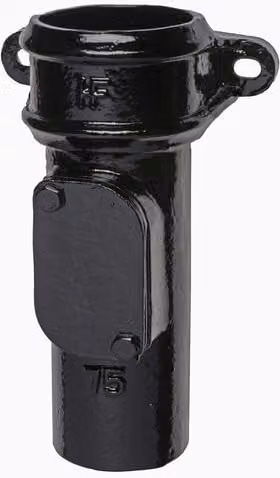 Hargreaves Premier Cast Iron Round Downpipe Eared Access Pipe, Black, 150mm