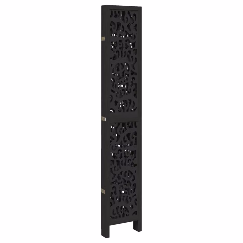 Berkfield Home 5-Panel Black Solid Paulownia Wood Room Divider – 4