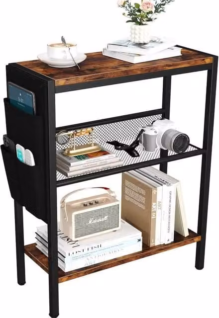 FORGEVIO Narrow Slim Side Table in Brown and Black – 1