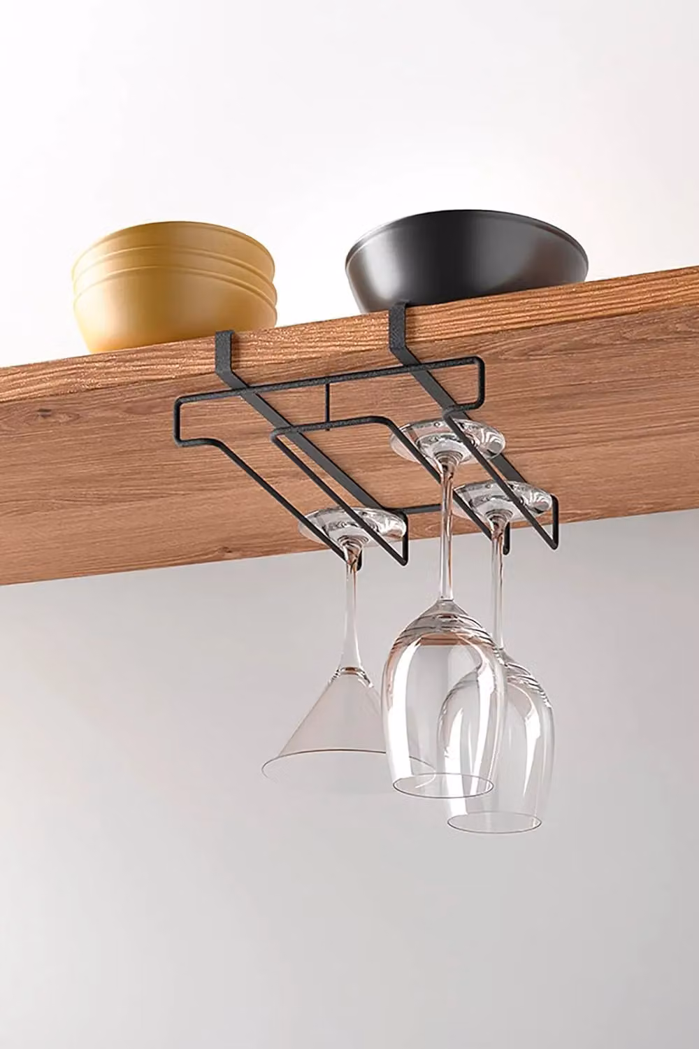 Metaltex My Glass Lava Hanging Wine Glass Rack in Black – 3