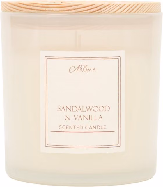 True Aroma Scented Rattan Tabletop Candle in White Glass