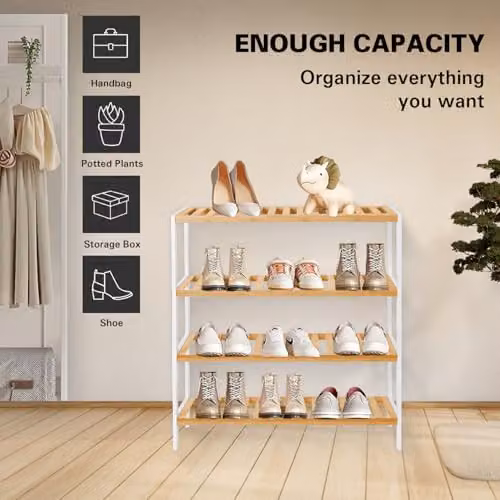 MANTRARAJ 4 Tier Bamboo Shoe Rack, Brown – 2