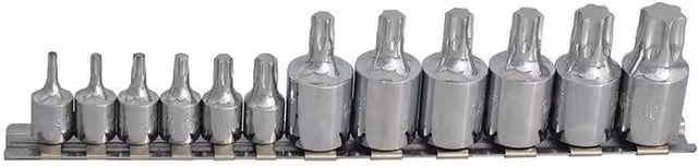 Bluespot Tools 12 Piece Mixed Drive Torx Socket Set in Silver and Multicolour Chrome Vanadium – 1