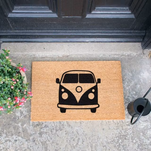 Artsy Mats Brown Campervan Doormat with Non-Slip Coir and Rubber Base