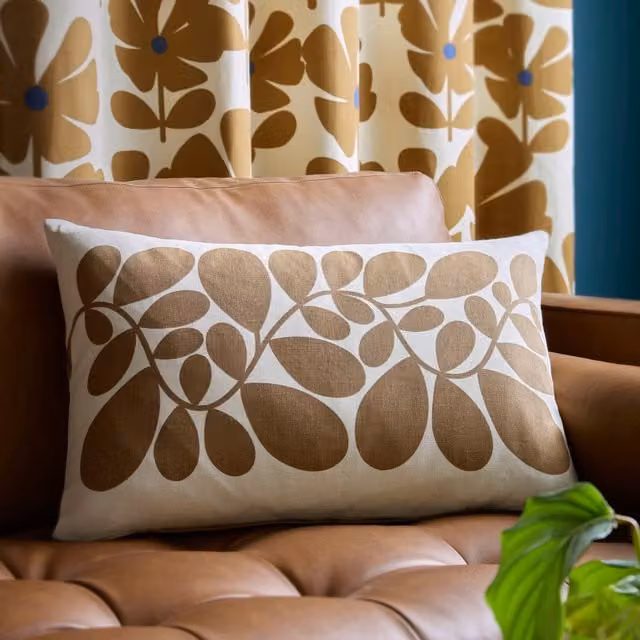 Ashley Wilde Brown Striped Rectangular Cotton and Polyester Cushion W/D/H: 40 x 40 x 40 cm