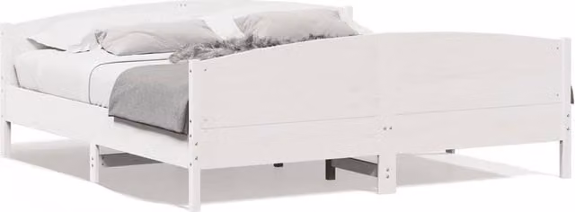 Berkfield Home Super King Solid Wood Pine Bed Frame, White, W: 180 cm, D: 200 cm