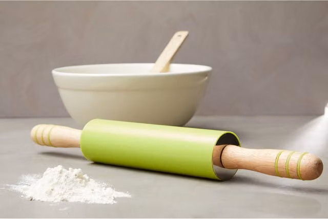 Orsina Green Silicone and Wood Round Rolling Pin