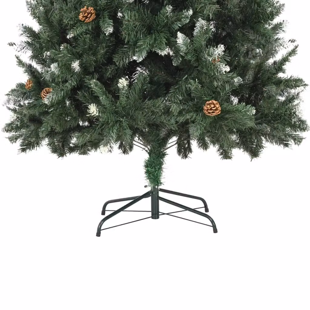 Berkfield Home Artificial Green Christmas Tree with White Glitter and Pine Cones, Height: 210 cm – 5