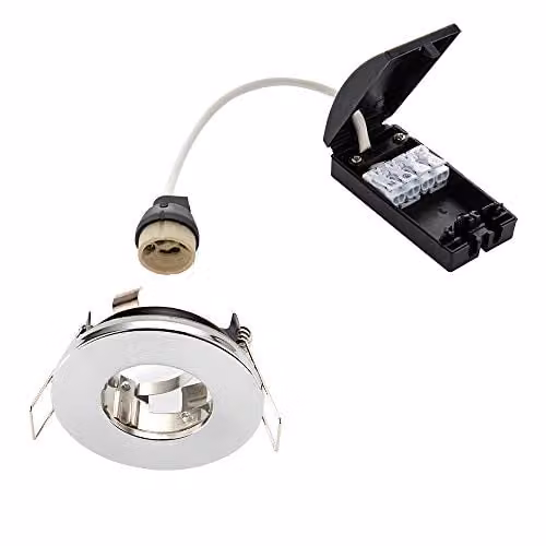 Netlighting Speculo LED Fire Rated Square Recessed Bathroom Downlight with Chrome Plate and Grey Glass IP65