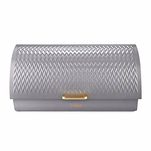 Tower Empire Roll Top Bread Bin, Stainless Steel, Grey – 1