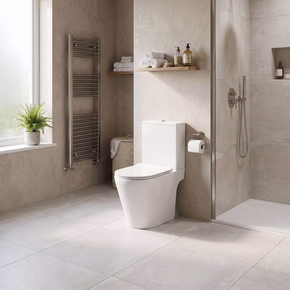 Balterley Quinn Rimless Close Coupled Ceramic WC Pan with Soft Close Seat, White – 2