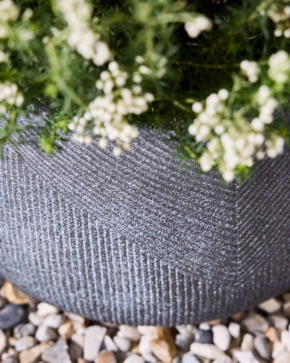 Dibor Symmetry Stripe Fibre Clay Indoor Outdoor Garden Planter in Medium Grey, H 29 cm x Dia 42 cm – 4