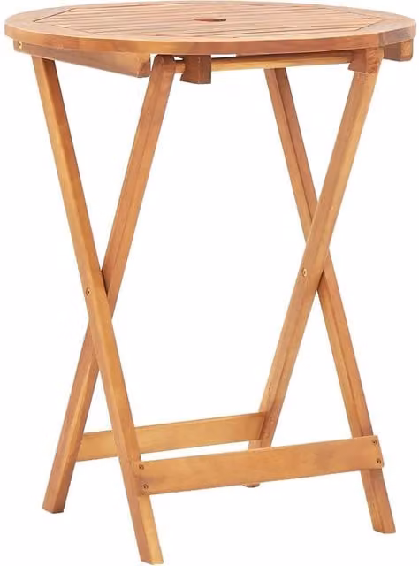 Berkfield Home Folding Garden Table in Brown Solid Acacia Wood W: 60 cm, D: 75 cm