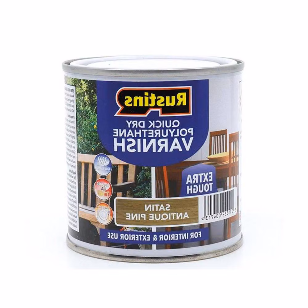 Rustins Quick Dry Water-Based Polyurethane Wood Varnish, Satin, Brown, 250ml – 2