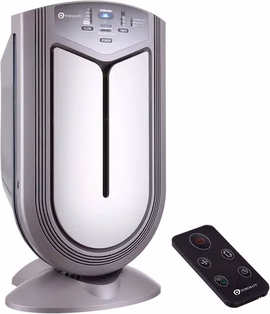 PureMate NaturoPure 7 in 1 Intelligent Air Purifier and Ioniser with True HEPA and Activated Carbon Filters in White and Grey