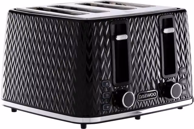 Daewoo Argyle 4 Slice 1600W Toaster with Timer and Auto Shut-off, Black – 5