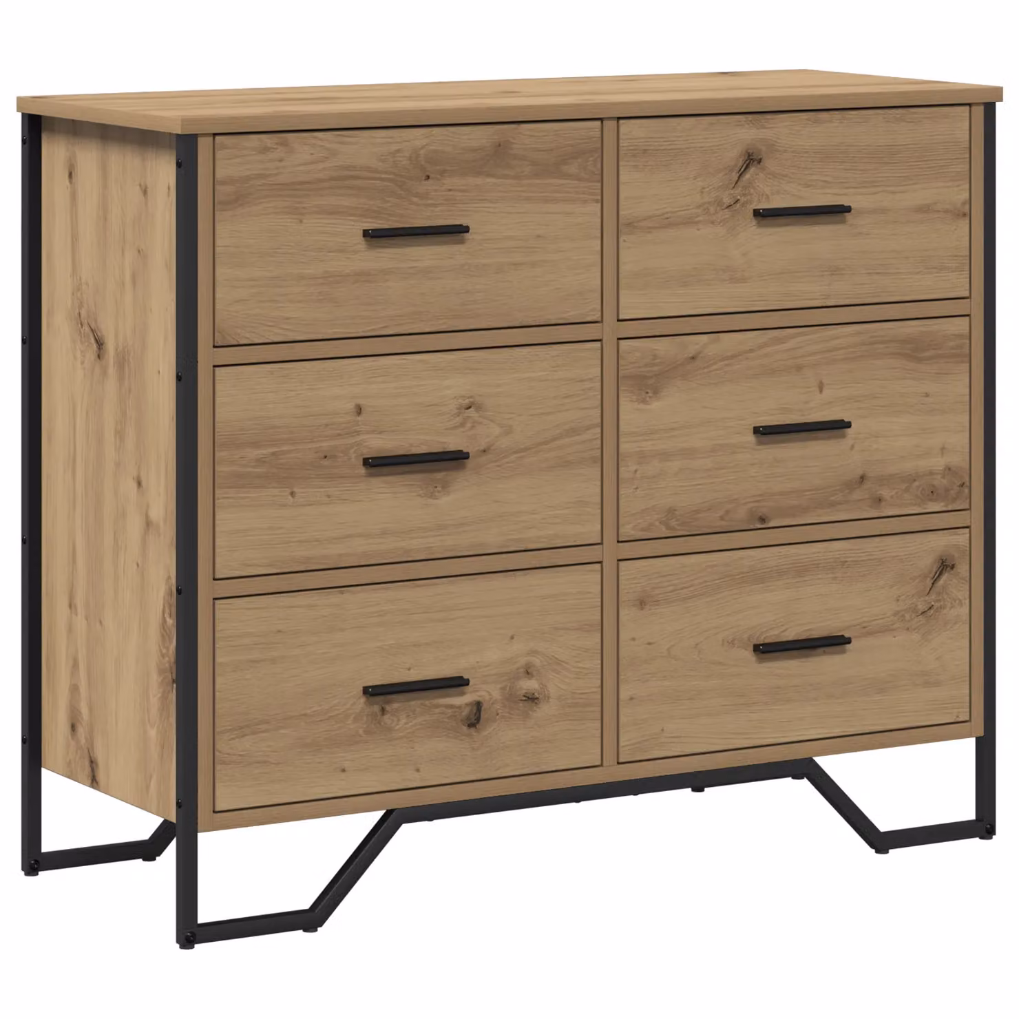 Berkfield Home Artisan Oak Chest of Drawers in Brown, W/D/H: 91 x 35.5 x 74.5 cm – 2