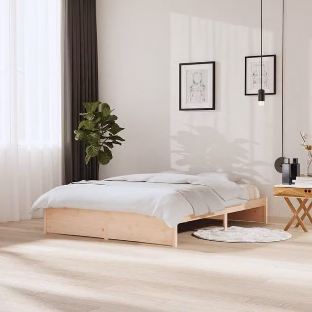 Berkfield Home Solid Wood Pine Bed Frame, Brown, W: 150 cm, L: 200 cm