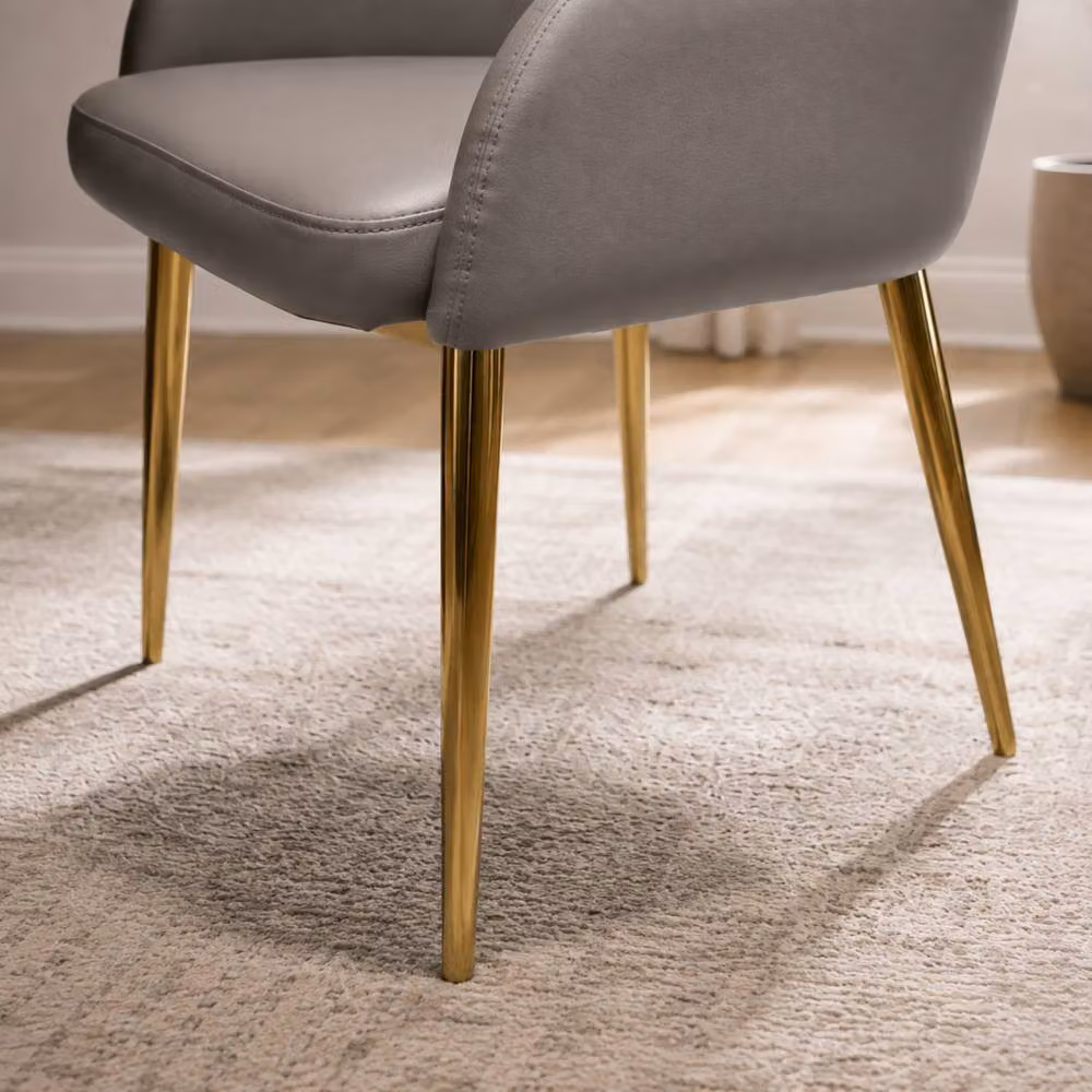 Stratus Interiors Madrid Gold Band PU Leather Dining Chair in Grey – 3