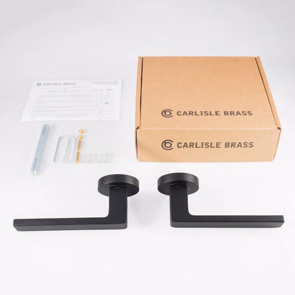 Loops 4 Pair Straight Square Handles with Round Rose and Concealed Fixings in Matt Black Finish – 3