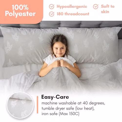 Rapport Home Silver Floral Microfibre Complete Single Duvet Cover Set with Fitted Sheet and Pillowcase, W/D/H: 135 x 200 cm, 90 x 190 cm, 50 x 75 cm – 2