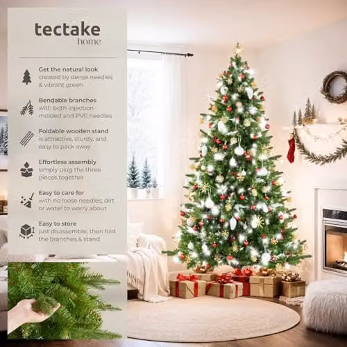 tectake Cupid Artificial Christmas Tree in Green, Height: 220 cm – 2