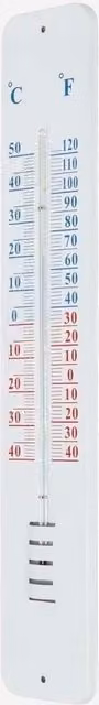 Homescapes Silver Metal Wall Thermometer, Height: 45 cm