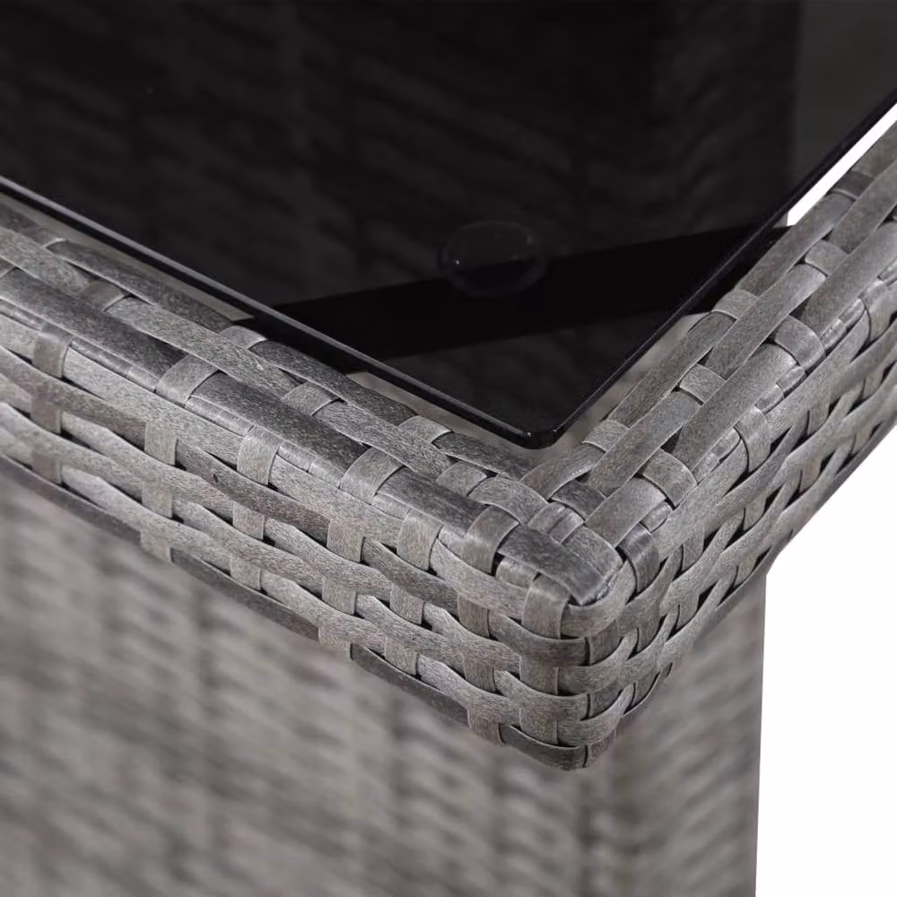 Berkfield Home Grey Poly Rattan and Glass Rectangular Garden Table W/D/H: 240 x 90 x 74 cm – 2