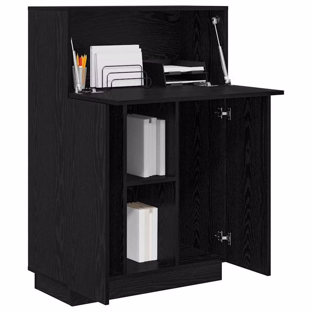 Berkfield Home Black Oak Writing Desk in Black Oak Engineered Wood – 2