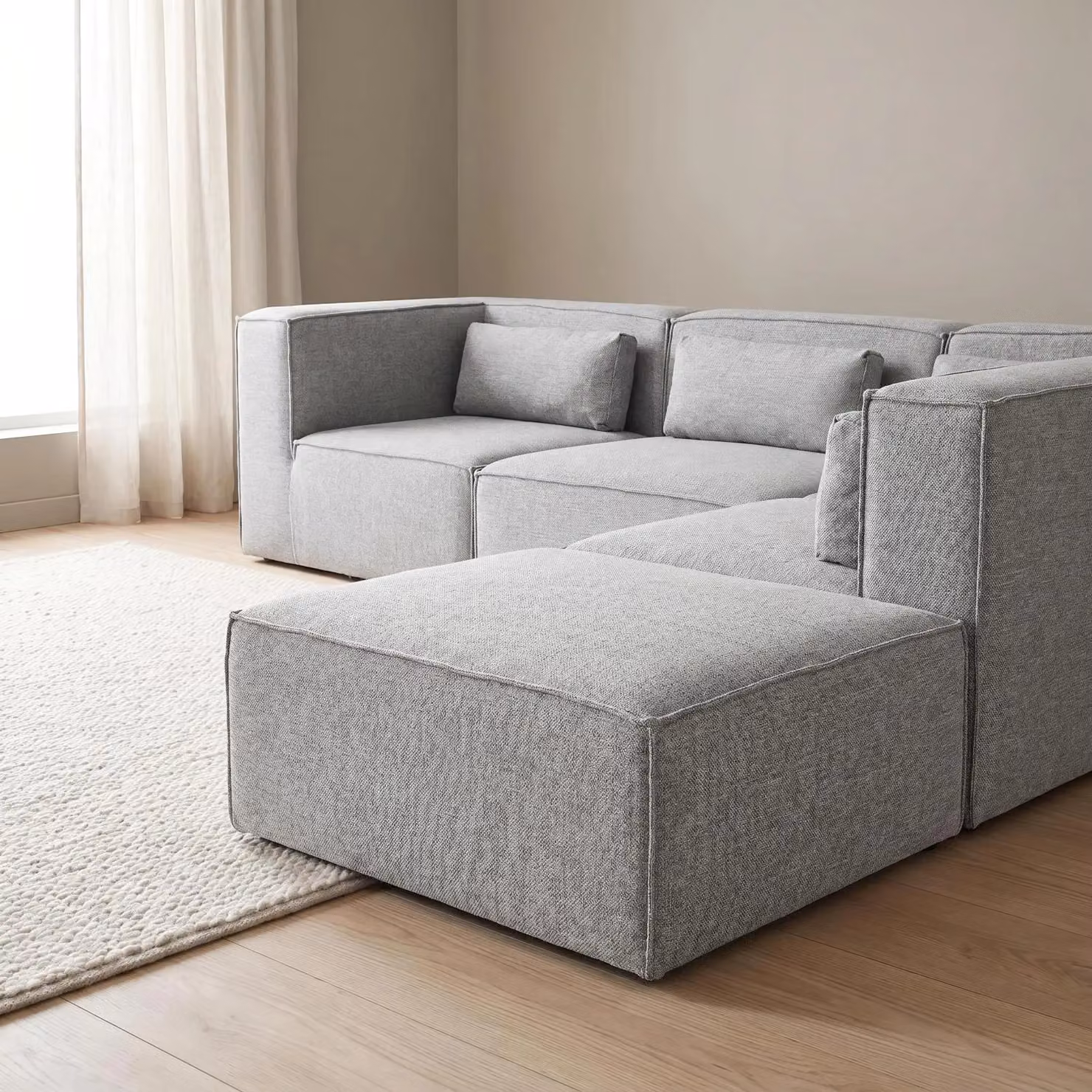 Abakus Direct Doris Reversible L-Shape Corner Sofa in Grey with Fabric Upholstery and Solid Wood Frame – 3