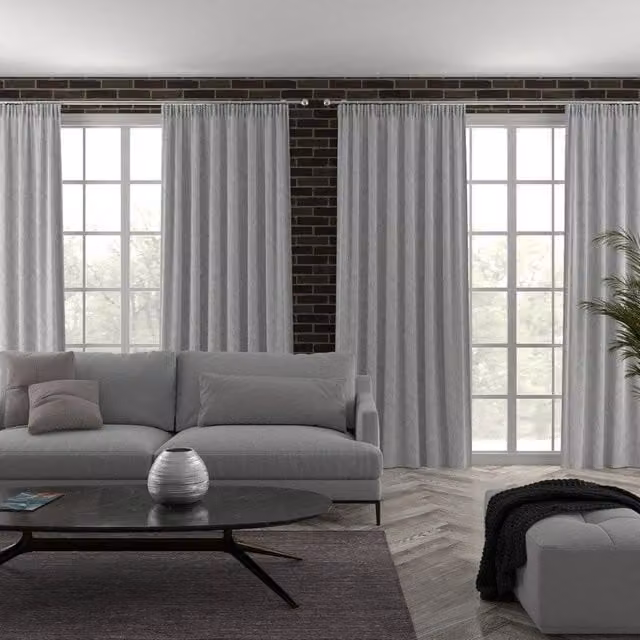 Terrys Pekin Made to Measure Blackout Fabric Curtain Panel in Silver Grey Floral Design