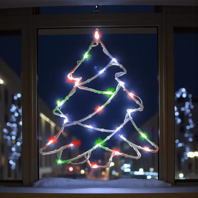 Garden Greatness Multicolour LED Christmas Tree Window Light in White