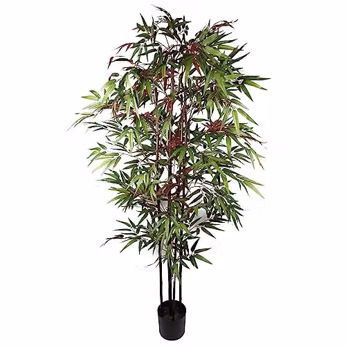 Leaf Design UK Potted Artificial Tropical Tree in Green, Red and Black, H 180 cm x W 80 cm x D 80 cm – 1