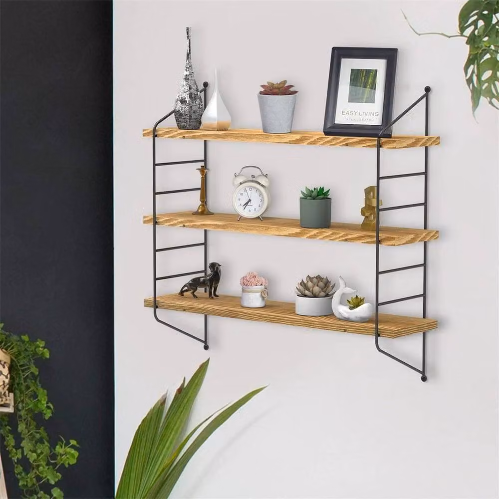 EONLION 3-Tier Wall Mounted Floating Shelves in Light Brown, Width: 100 cm – 2