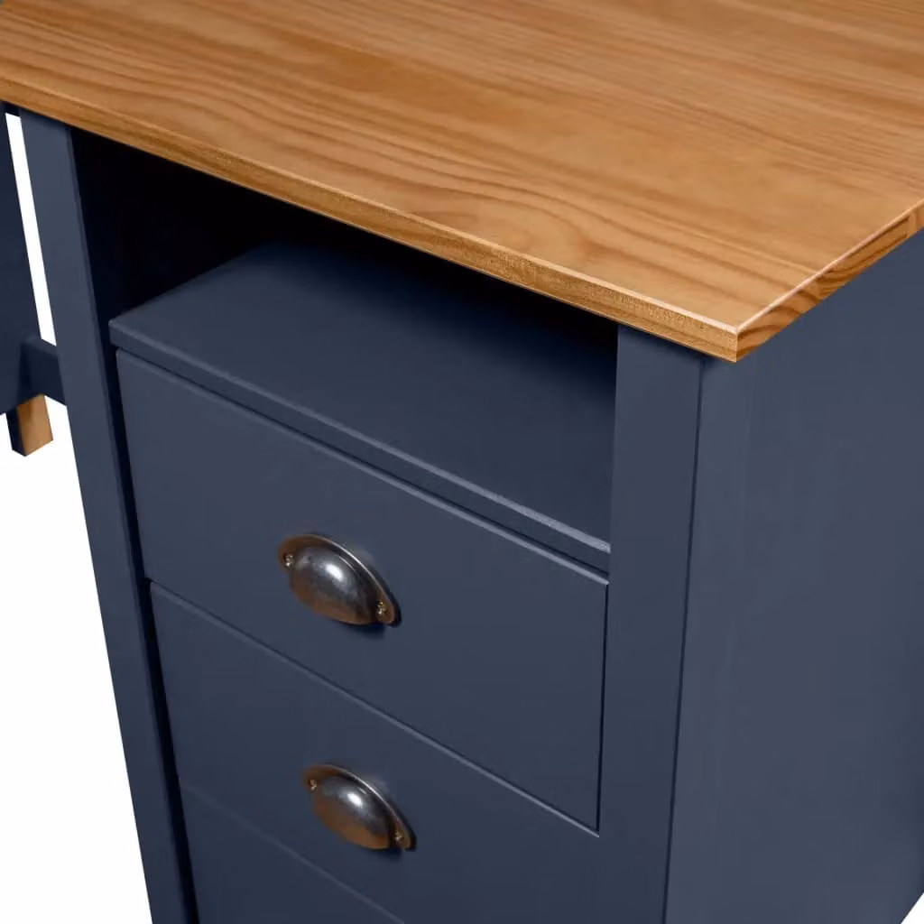Berkfield Home Hill Computer Desk in Grey Solid Pine Wood, W/D/H: 120 x 50 x 74 cm – 3