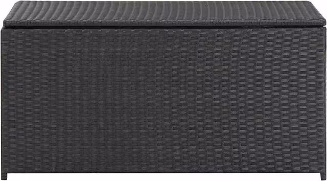 Berkfield Home Poly Rattan Garden Storage Box in Black, W/D/H: 100 x 50 x 50 cm