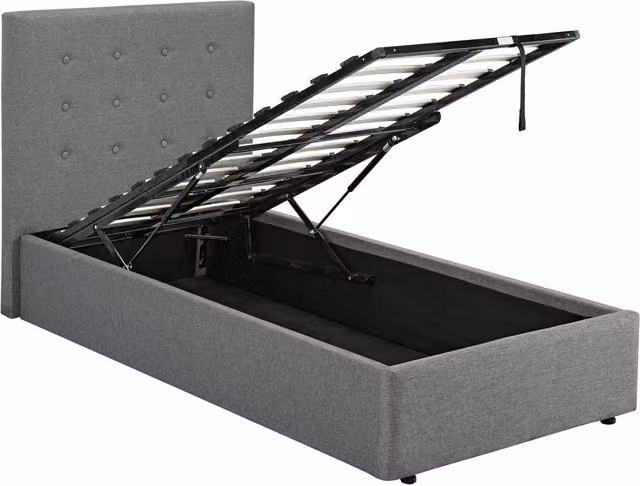 Lemon Pavilion Furniture Lucca Plus Single Ottoman Bed Frame, Grey Fabric, L208 x W110 x H113 cm – 2