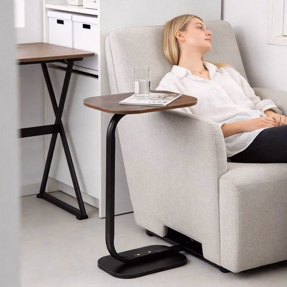 KORVIXA C-Shaped Side Table in Brown – 4