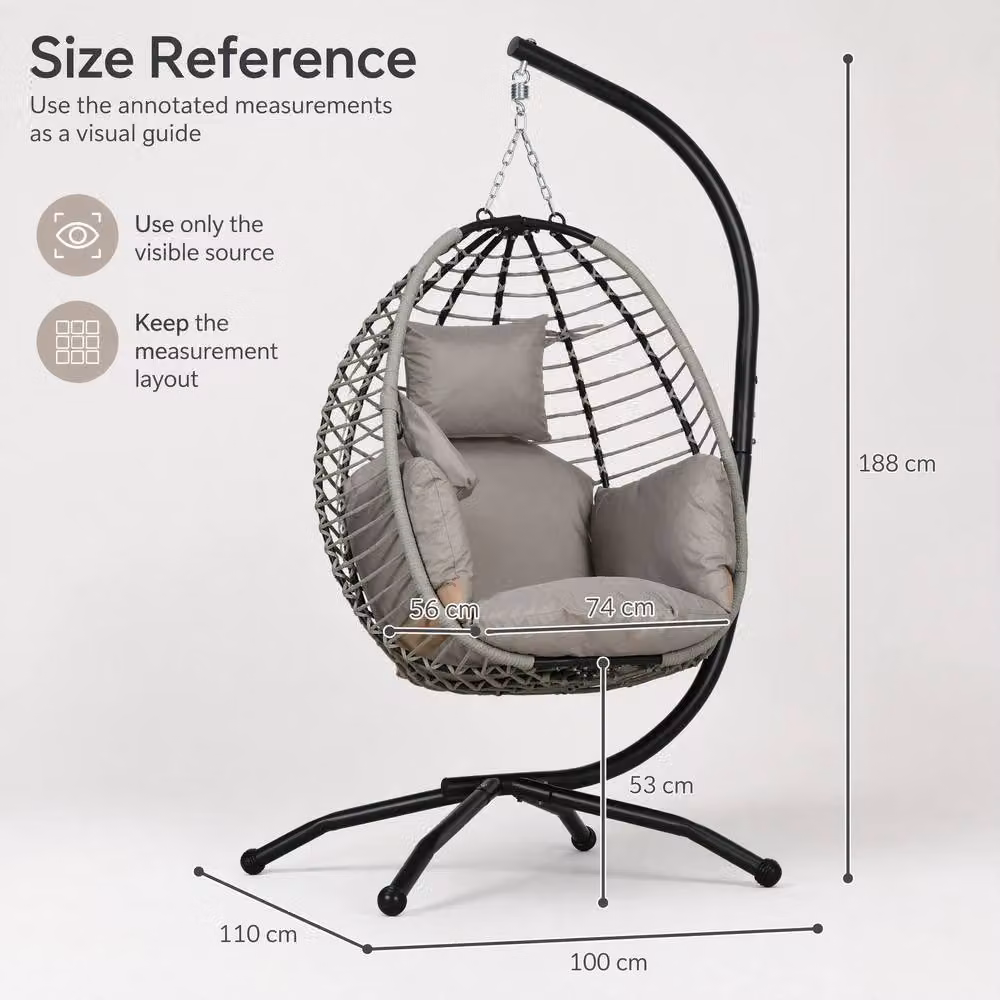 STILVORA Hanging Egg Chair with Cushion in Grey – 3