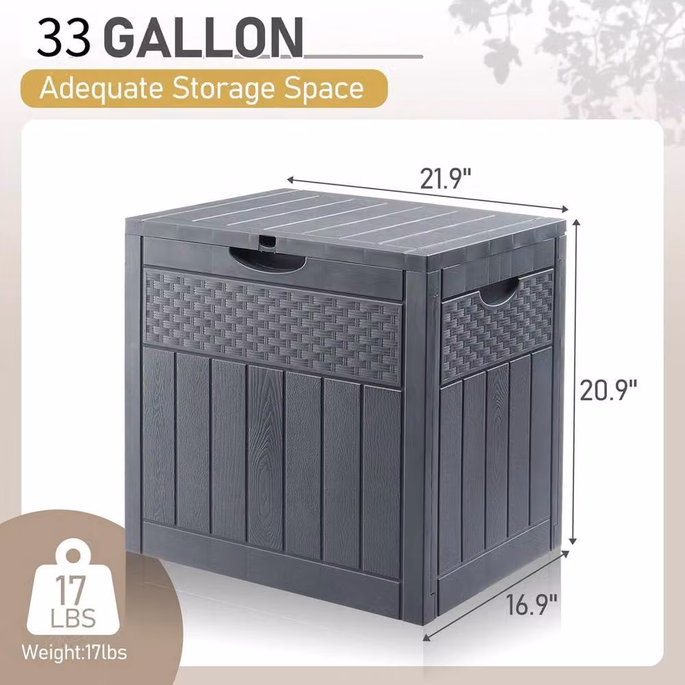 FLAVORA 126L Compact Plastic Outdoor Storage Chest Box in Grey – 2