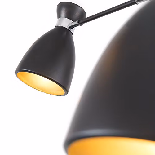 FARO BARCELONA Retro Metal Cone Suspended Lamp in Black and Gold/Brass with E14 Bulb Compatibility – 4