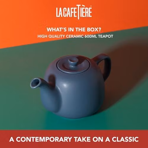 La Cafetiere Blue Ceramic Stoneware Teapot, 600ml – 2