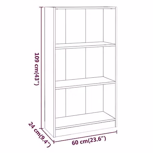 vidaXL Book Cabinet in Brown Engineered Wood, W/D/H: 60 x 24 x 109 cm – 3
