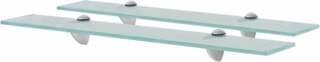 Berkfield Home Set of 2 Clear Glass Floating Shelves, W: 60 cm, D: 10 cm, Thickness: 8 mm