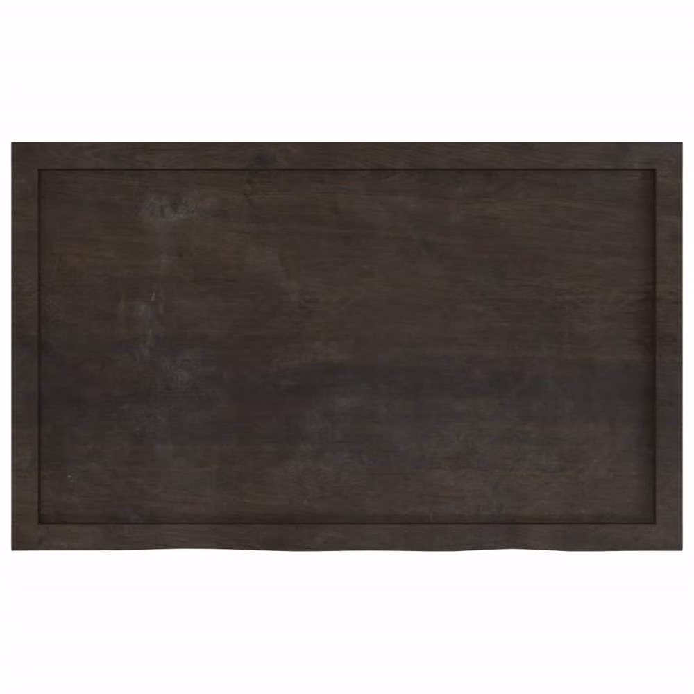 Berkfield Home Table Top Dark Brown Solid Oak Wood with Live Edge, W: 100 cm, D: 60 cm, H: 2-4 cm – 3