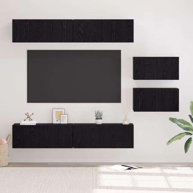 Berkfield Home Modern Black Oak TV Cabinet, W/D/H: 80 x 30 x 30.5 cm