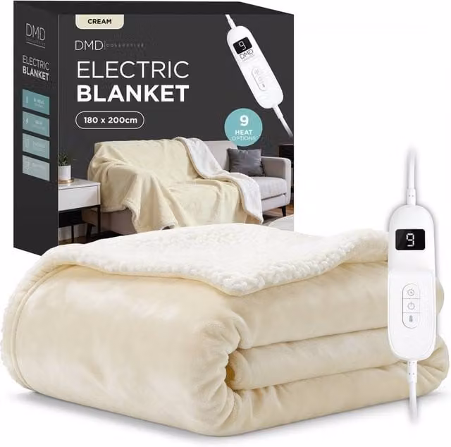 DMD Collective Electric Heated Fleece and Sherpa Blanket in Beige, W/D/H: 180 x 200 cm