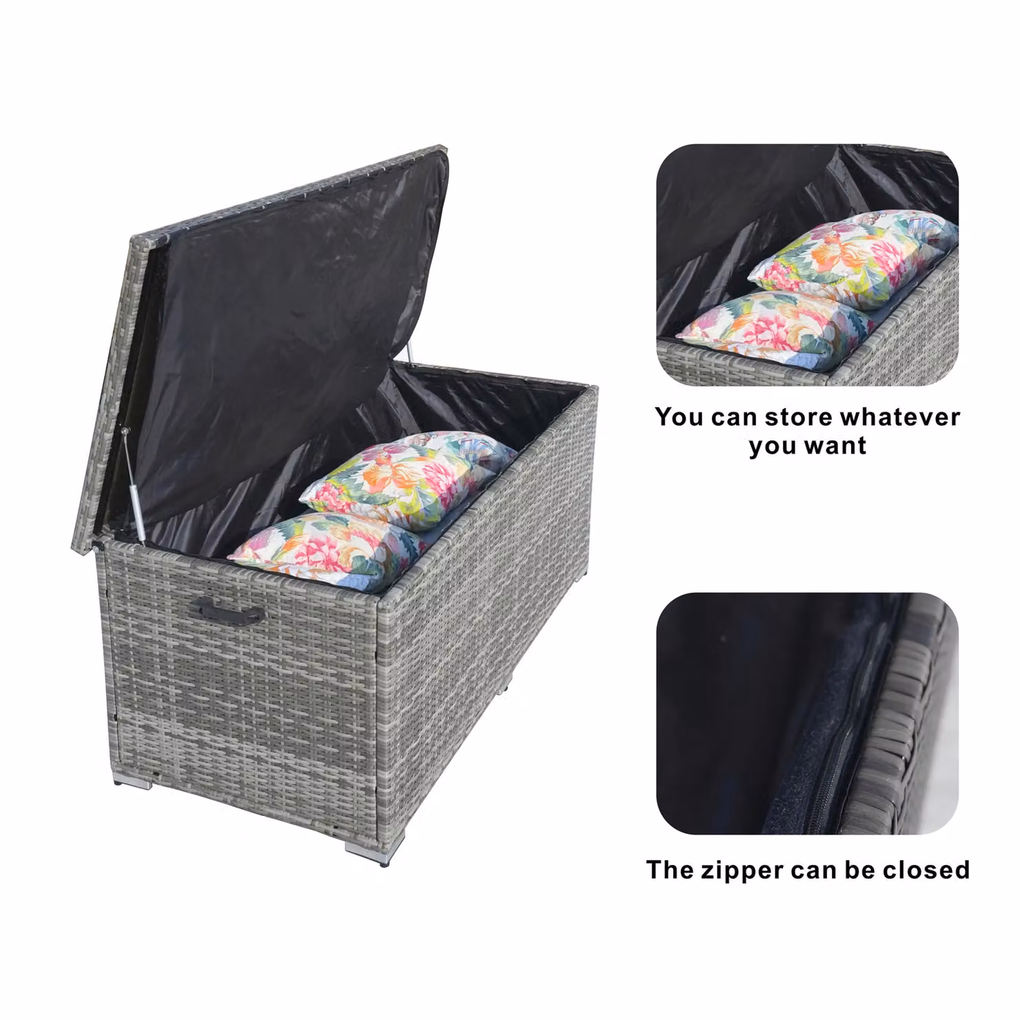 Direct Wicker 980L Large Grey Rattan and Aluminium Outdoor Deck Storage Box – 5