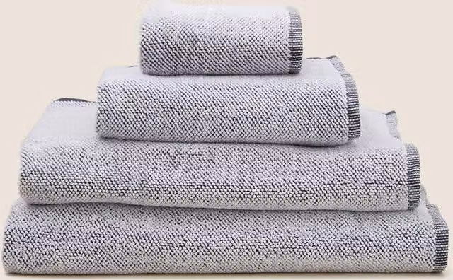 M&S Fluffy Pure Cotton Cosy Weave Towel in Grey Mix