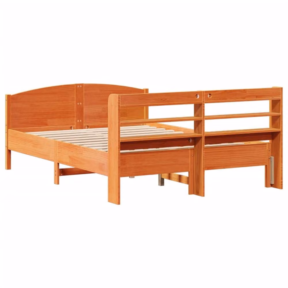 Berkfield Home Solid Pine Decorative Bed Frame in Wax Brown, W/D/H: 160 x 200 cm – 3